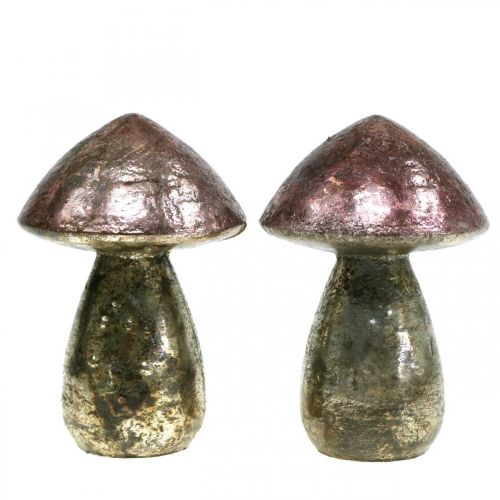 Deco sienet vaaleanpunainen syksy koriste metalli Ø9cm K13,5cm 2kpl