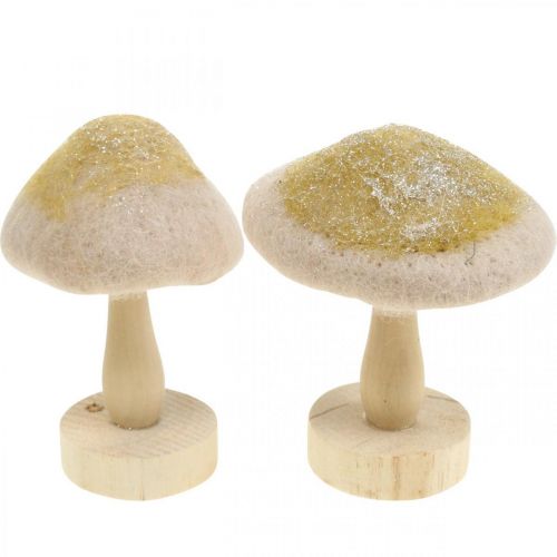 kohteita Deco sienipuu, huopa glitterillä pöytäkoristeella Advent H11cm 4kpl