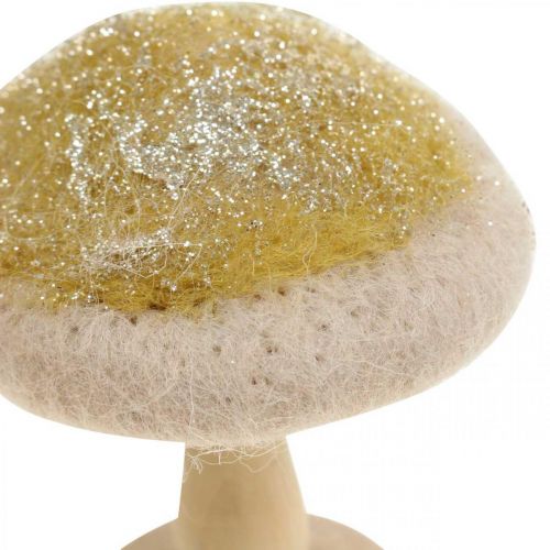 kohteita Deco sienipuu, huopa glitterillä pöytäkoristeella Advent H11cm 4kpl