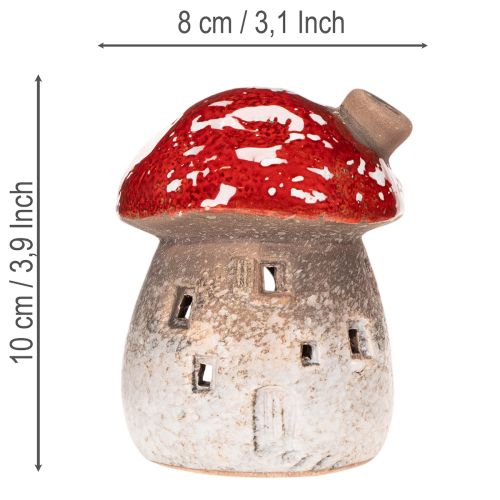Sienitalo, valoisa talo, koristehahmo, kärpässieni savupiippulla, 10 cm, 2 kpl | Floristik24.fi
