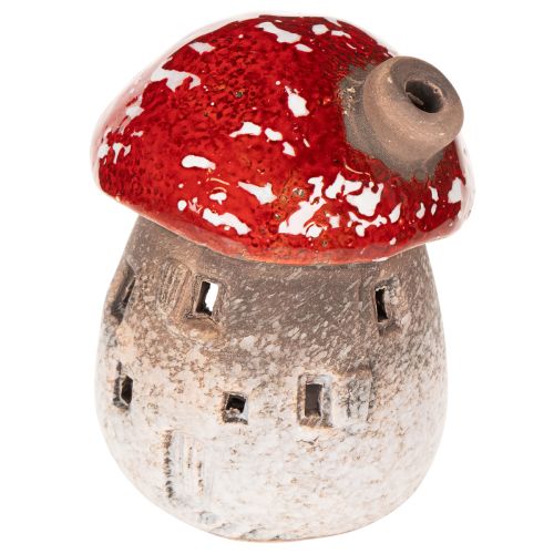 Sienitalo, valoisa talo, koristehahmo, kärpässieni savupiippulla, 10 cm, 2 kpl | Floristik24.fi
