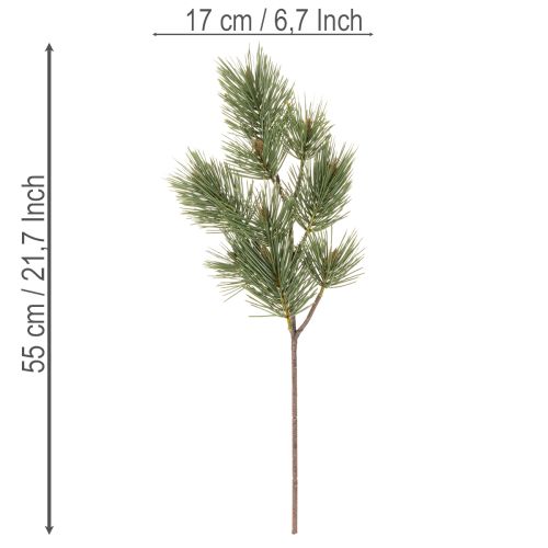 Keinotekoinen männynoksa koristeellisena kuusenoksana, 55 cm, 3 kpl | Floristik24.fi