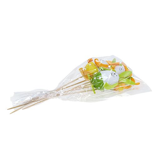 Floristik24 Muovinen munapupu 7cm - 9cm valkoinen-vihreä kepillä 6kpl