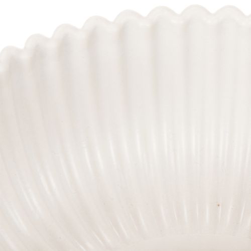 Pyöreä, uurrettu valkoinen kulho monipuoliseen koristeluun, 15 cm, 2 kpl | Floristik24.fi
