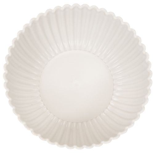 Pyöreä, uurrettu valkoinen kulho monipuoliseen koristeluun, 15 cm, 2 kpl | Floristik24.fi