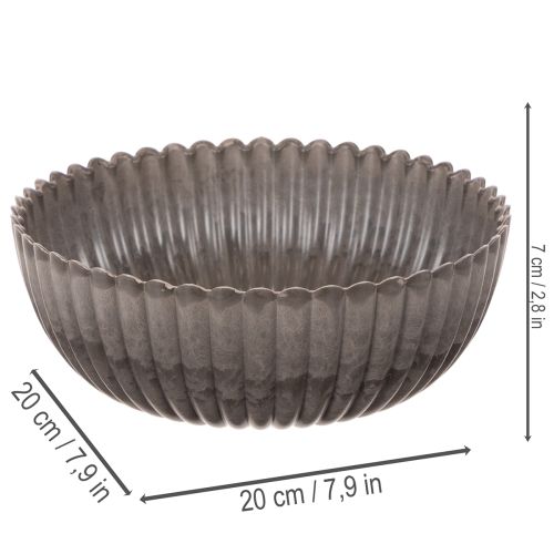 Pyöreä, uritettu kulho, koristeellinen kukka-asetelmien säilytysastia, 20 cm, 2 kpl | Floristik24.fi
