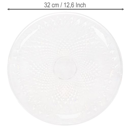 Koristeellinen läpinäkyvä pyöreä kulho jalalla, 32 cm | Floristik24.fi