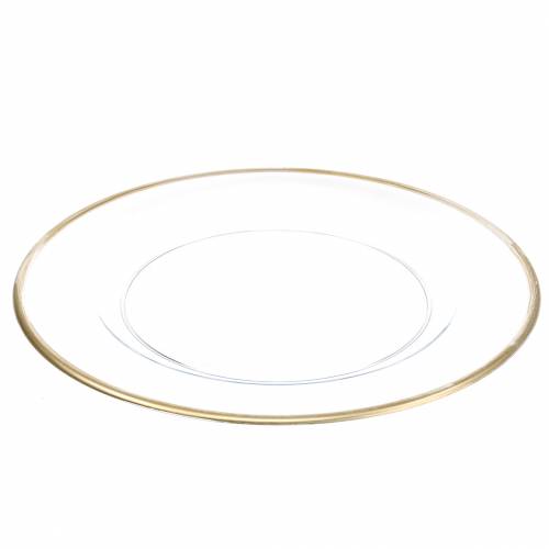 Floristik24 Koristelautanen kultareunuksella kirkasta muovia Ø33cm