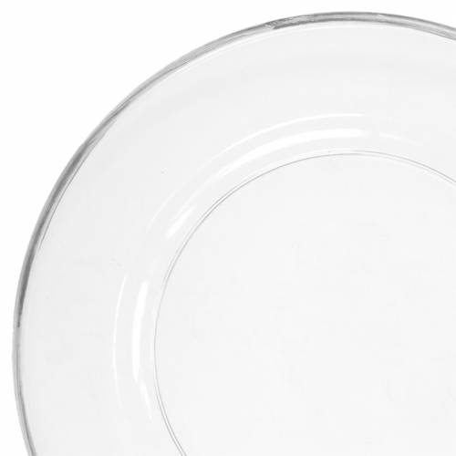 Floristik24 Koristelautanen hopeareunuksella kirkasta muovia Ø33cm