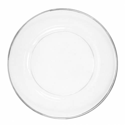 Koristelautanen hopeareunuksella kirkasta muovia Ø33cm