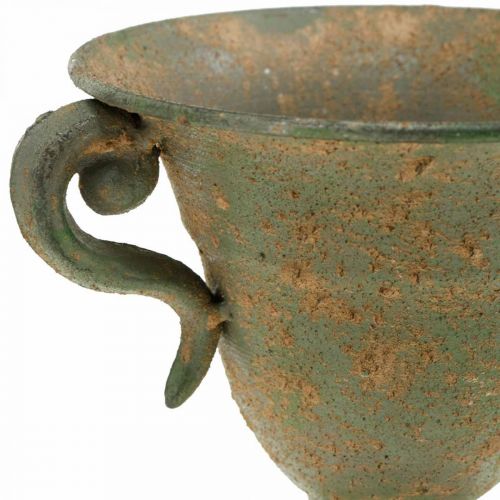 Metallinen amfora, kasvimuki, pikari kahvoilla Ø12,5cm K15cm