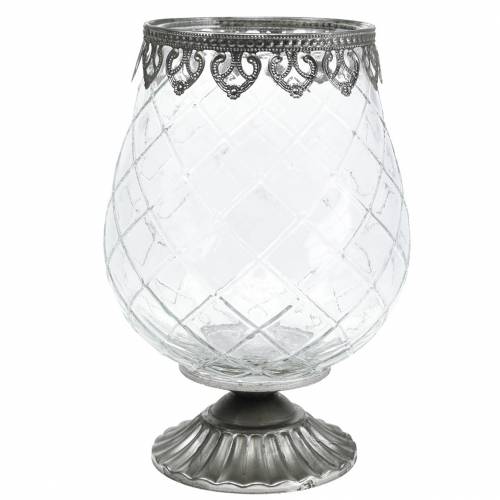 Koristeellinen lasikuppi, metallipohja Ø16cm K23,5cm Koristeellinen lasikuppi, metallipohja Ø16cm K23,5cm