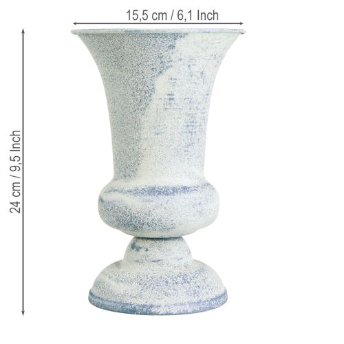 kohteita Goblet Vase Chalice Design Antiikkivalkoinen Sininen Ø16,5cm K24cm