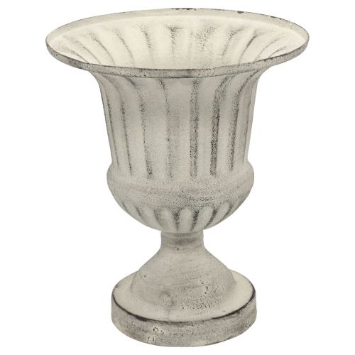 Floristik24 Cup Maljakko Metal Deco Shabby Chic Valkoinen Harmaa K24cm Ø20cm