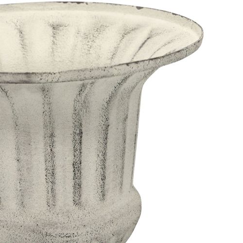 Floristik24 Cup Maljakko Metal Deco Shabby Chic Valkoinen Harmaa K24cm Ø20cm