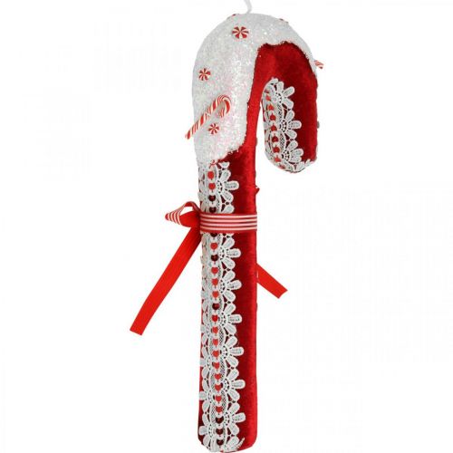 Floristik24 Karamellikoriste iso joulunpunainen valkoinen pitsillä H36cm