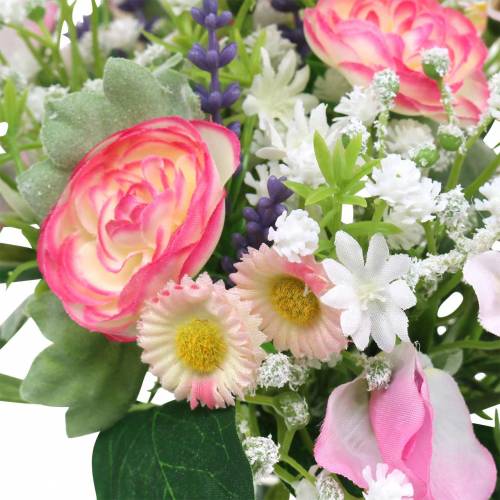 Floristik24 Keinotekoinen kukka kimppu Ranunculus ja Bellis vaaleanpunainen, valkoinen Ø20cm
