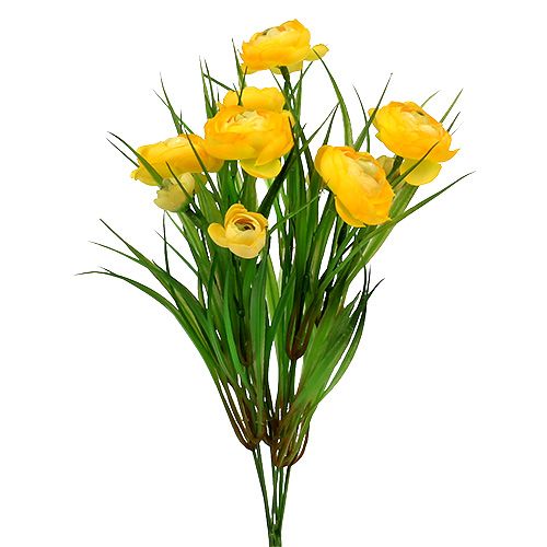 Floristik24 Ranunculus-kimppu ruoholla 35cm keltainen