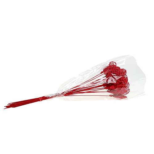 Floristik24 Rottinkisydän tikussa punainen 7cm L45cm 18 kpl