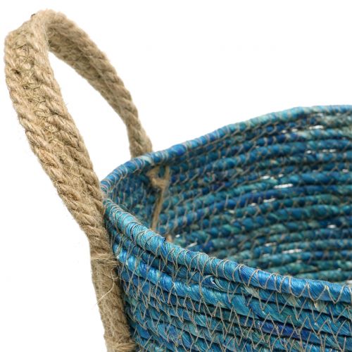 Floristik24 Rottinkiskokori luonto/sininen Ø40/32/26cm 3kpl