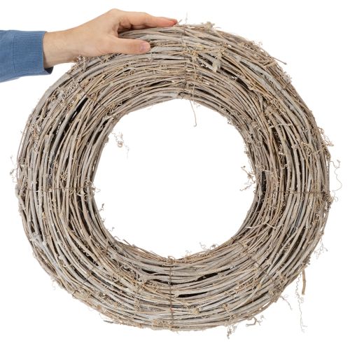 Koristeellinen seppele, rottinkioksat, valkoiseksi pesty, luovaan suunnitteluun, 50 cm | Floristik24.fi
