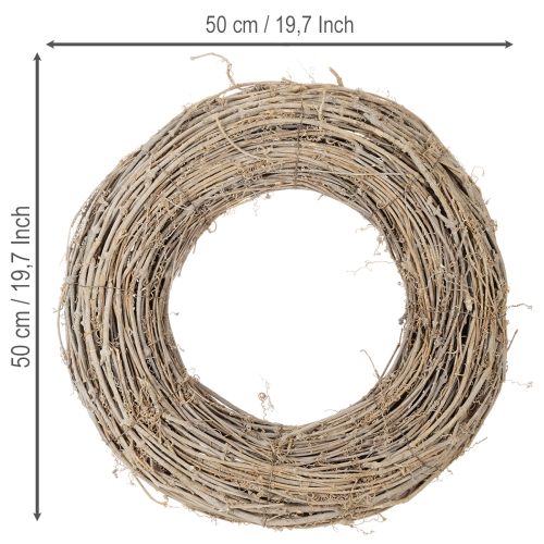 Koristeellinen seppele, rottinkioksat, valkoiseksi pesty, luovaan suunnitteluun, 50 cm | Floristik24.fi