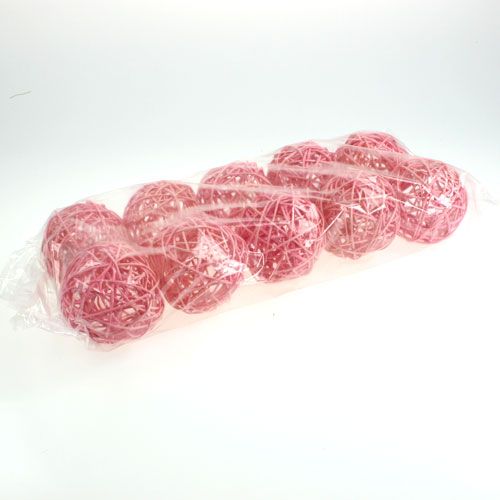 Floristik24 Rottinkiskuula Ø10cm pinkki 10p