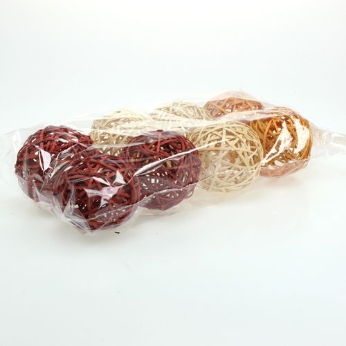 Floristik24 Koristeelliset rottinkipallot 3-värinen Ø8cm 8kpl