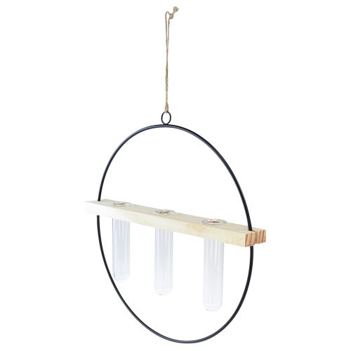 kohteita Koeputkikoristeellinen maljakko, metallirengas, musta, riippuva, moderni