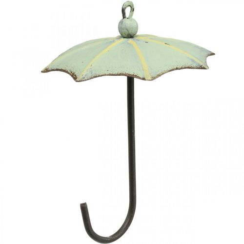 Floristik24 Sateenvarjot ripustettavaksi, jousikoristeet, sateenvarjo, metallikoristeet pinkki, vihreä H12,5cm Ø9cm 4kpl