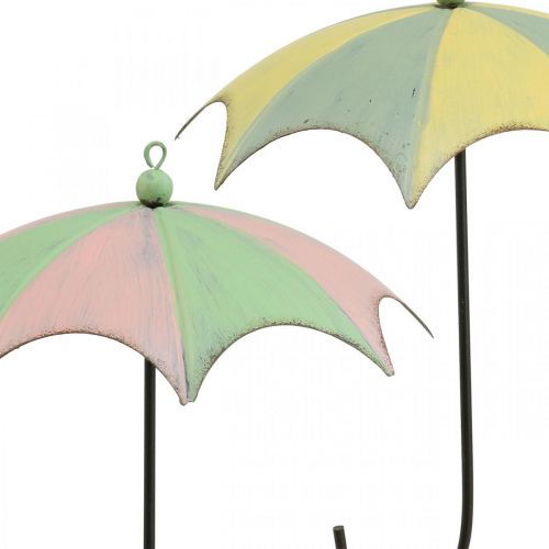 kohteita Metalliset sateenvarjot, jousi, riippuvarjot, syksykoristeet pinkki/vihreä, sininen/keltainen H29,5cm Ø24,5cm 2 kpl setti