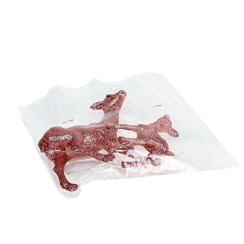 Floristik24 Hirvi kellanruskealla 10cm vaaleanpunaisella kiillellä