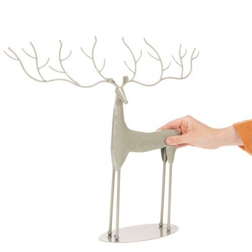 Koristeellinen peuraveistos suurilla sarvilla, moderni metallijäljitelmä, 48 cm | Floristik24.fi