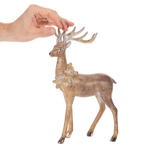 Koristeellinen peurahahmo sarvineen, seisova, joulukoriste, 28 cm | Floristik24.fi