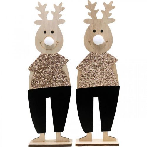 kohteita Poropuinen koristefiguuri standee joulu 12×6,5cm K45cm 2kpl