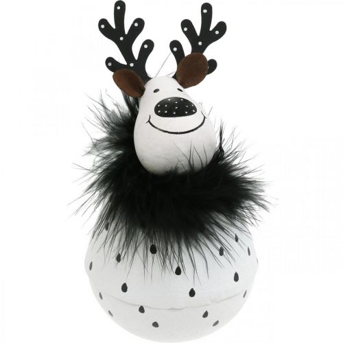 kohteita Deko-Rentier, Weihnachtsdeko, Dekofigur aus Metall, Advent White, Black H15,5cm Ø8cm