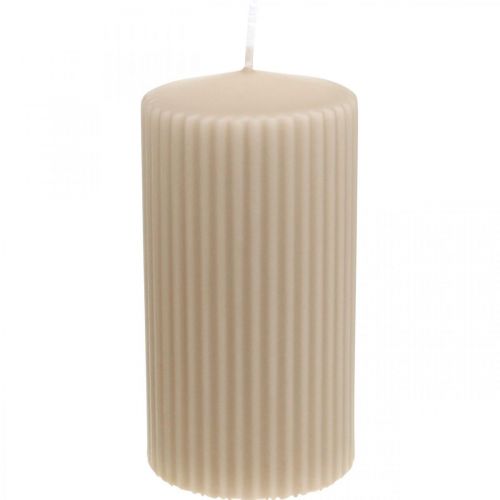 Floristik24 Pilarikynttilät beige uritettu kynttilä 70/130mm 4 kpl