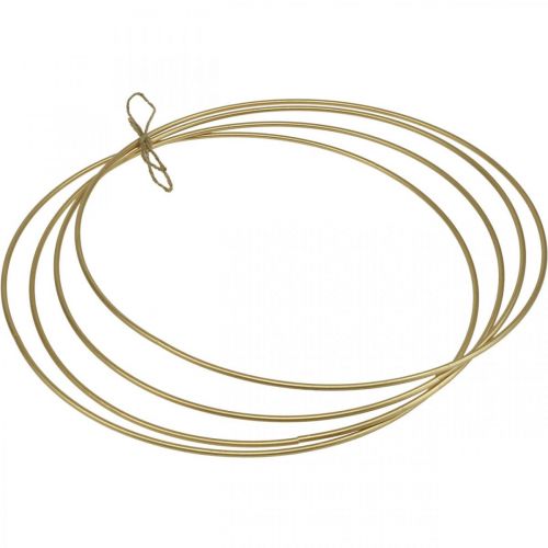Floristik24 Metallisormuskoristesormus Scandi sormusdeco silmukka kultainen Ø40cm 4kpl
