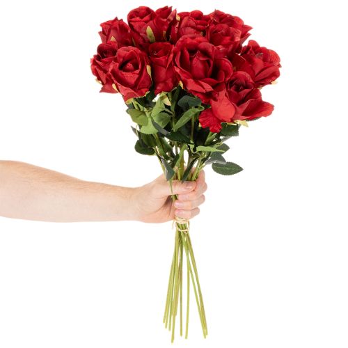 Tekoruusu pitkällä varrella, punainen tekokukka, 62 cm, 12 kpl | Floristik24.fi