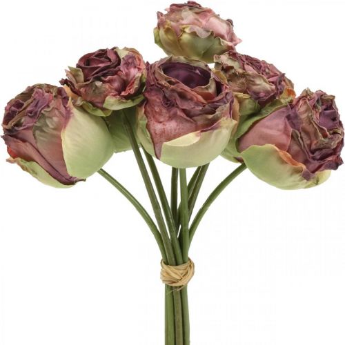 Floristik24 Ruusut antiikki pinkki, silkkikukat, tekokukat L23cm 8kpl