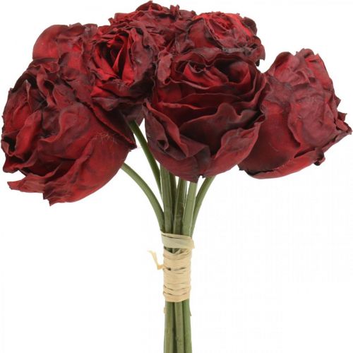kohteita Keinotekoiset ruusut punaiset, silkkikukat, ruusukimppu L23cm 8kpl