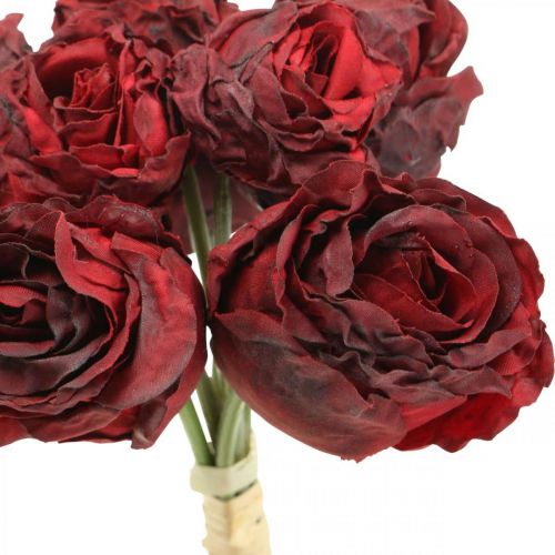 kohteita Keinotekoiset ruusut punaiset, silkkikukat, ruusukimppu L23cm 8kpl