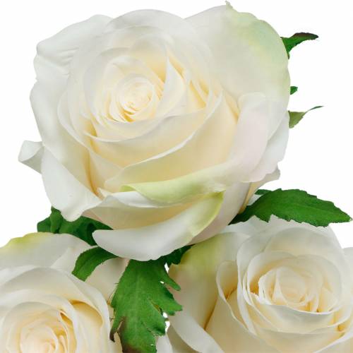 Floristik24 Valkoinen ruusu varressa Silkkikukka Keinotekoinen ruusu 3kpl