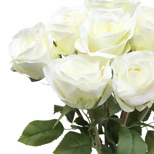 kohteita Koristeelliset ruusunsilkkikukat kermakimpussa 36cm 8 kpl