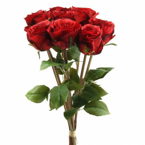 Ruusu kimppu keinotekoinen punainen 36cm 8kpl