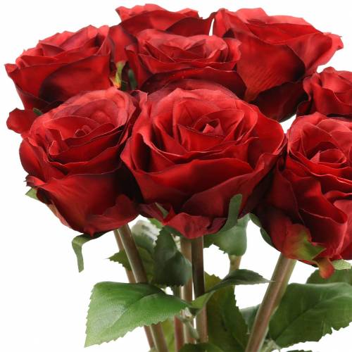Ruusu kimppu keinotekoinen punainen 36cm 8kpl