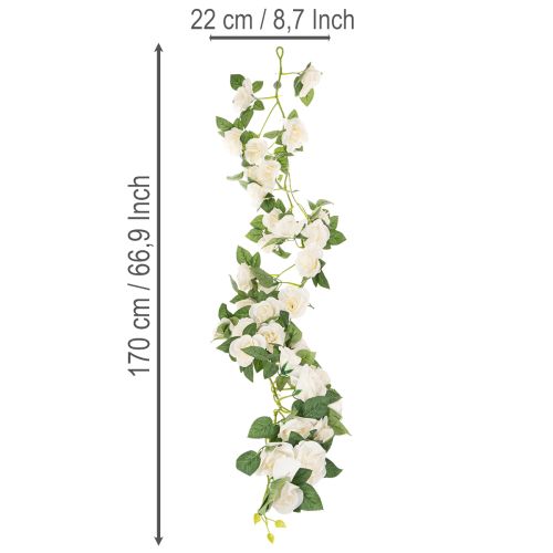 Keinotekoinen ruususeppele valkoisilla kukilla koristeeksi, 170 cm | Floristik24.fi