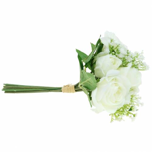 Floristik24 Ruusukimppu gypsophila-valkoisella 26cm