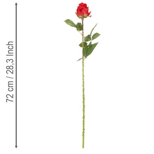 Ruusunoksa silkkikukka keinotekoinen ruusu punainen 72cm 3kpl | Floristik24.fi