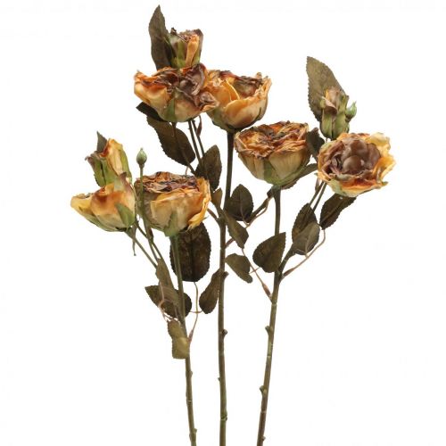Floristik24 Deco ruusukimppu tekokukat ruusukimppu keltainen 45cm 3kpl